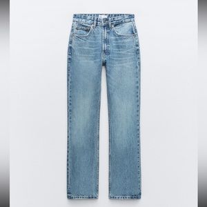 Zara TRF Straight Leg Jeans with a High Waist